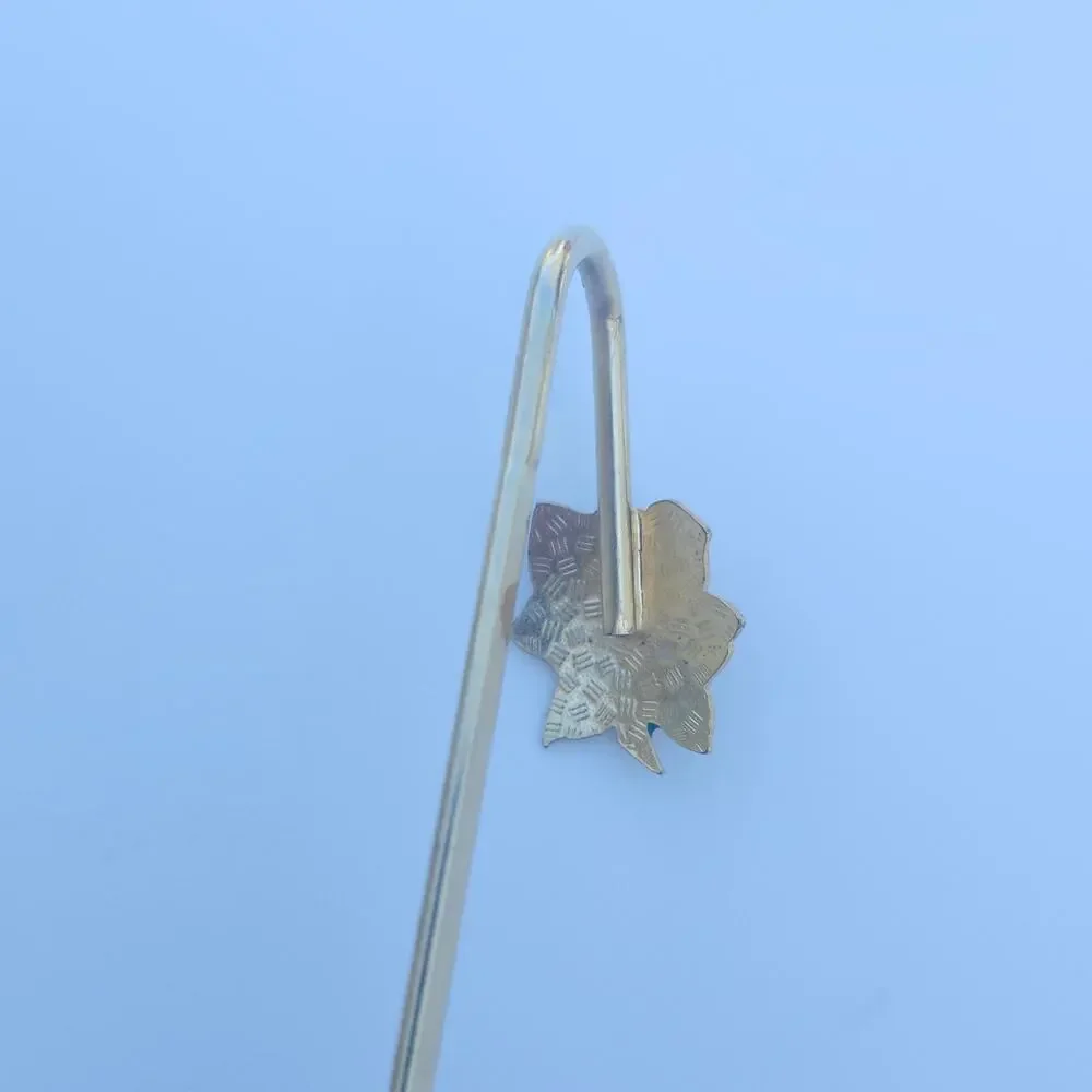 Gold Tone Metal Bookmark Red Green Rose Cloisonne Enamel Book Hook Reader Gift - Picture 4 of 7